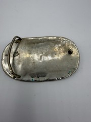 Vintage Mexico Alpaca Silver Belt Buckle Abalone Shell Inlay Oval Western Boho