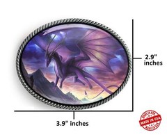 Dragon Belt Buckle – Gothic Sci-fi Fantasyland Handmade Silver Oval Buckle – 717