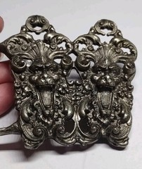 Vintage Synek Laughing Gargoyle Pewter Buckle Rare Gothic Satyrs 1970