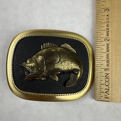 Vintage Large Mouth Bass Belt Buckle Made in USA 2.75” x 2.25” Good Weight Clean