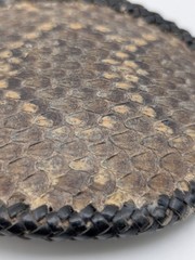 Vintage Snakeskin Belt Buckle Exotic Leather Braided Edge Western Oval