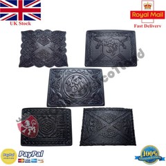 HS Men’s Scottish Kilt Belt Buckle Jet Black Celtic Knot Buckles Lion Rampant