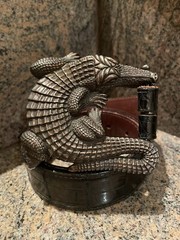 Huge! Kieselstein-Cord Sterling Alligator Buckle With Black Alligator Belt Sz 2