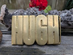 70s « HUGH » Brass Belt Buckle By Baron Buckles