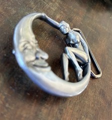 Woman on the Moon Pewter Belt Buckle Sexy Lady Art Deco Vintage Style