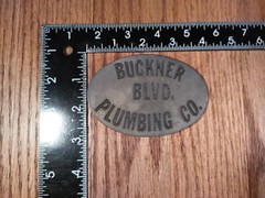 Buckner Blvd Plumbing Co Belt Buckle Vtg Local Dallas Texas Small Business Mem
