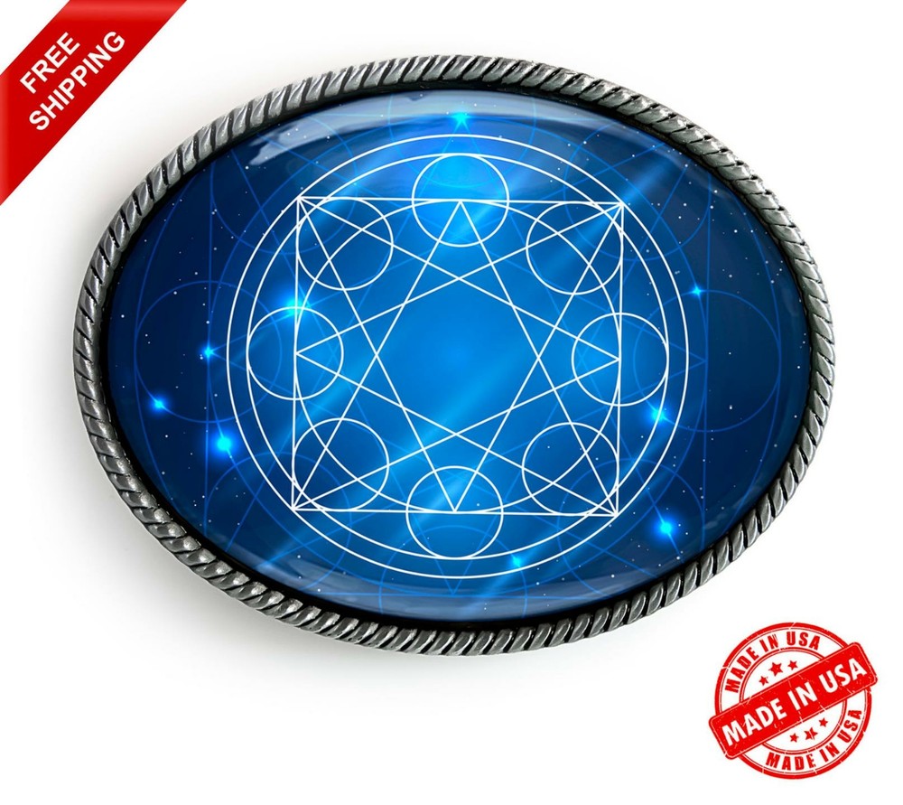 Magic Geometry Belt Buckle – Metatron&rsquo;s Cube Esoteric Handmade Buckle – 38
