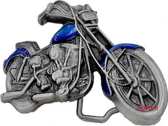 Motorcycle Silver Blue Metal Belt Buckle for Men Interchangeable