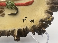 Sculpture Elk Horn Belt Buckle Handmade Idaho Native American Feather Hook Sign