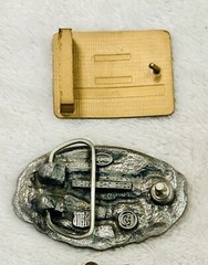 Vintage Lot 2 Men’s Belt Buckles 1990 C&J Pewter MY GRANDPA & BOWLING ABC Brass