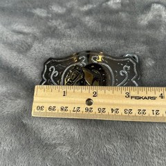 Vintage Western Horse Head Belt Buckle Silver Tone Floral Engraved Two Tone Mens