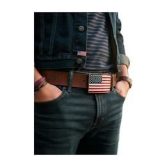 Men Women Belt Buckle Metal Silver United State America USA Flag 4th July Style