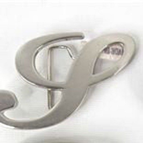 Polished Silver Script Letter S Initial Belt Buckle Oversized Monogram Metal
