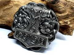 Thor&rsquo;s Hammer Belt Buckle Viking Celtic Raven Skane Metal Pewter Buckle Only
