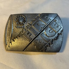 Shell Fire And Ice AD Belt Buckle Vintage Metal