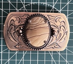 Vintage Polished Cabochon Agate Gemstone Belt Buckle Western Style Boho Hippie