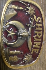 The Great American Buckle Co Shriners Belt Buckle Red Enamel Vintage 1986 1801