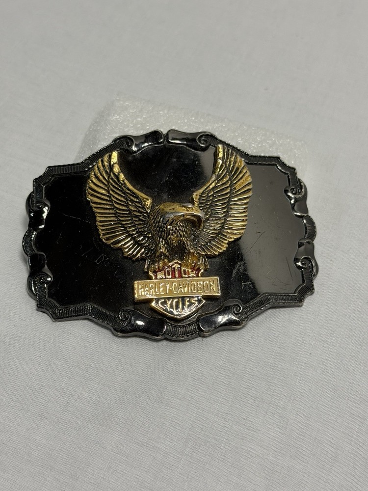 Vintage Harley-Davidson Eagle Belt Buckle OS Silver Gold 3D Biker Americana USA