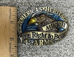 VTG Americas Heritage The Right To Bear Arms Belt Buckle Great American Co 1980s