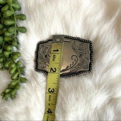 Belt Buckle Floral Silver & Black Rodeo Western Bull Rider Cowboy Cowgirl
