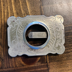 Vintage Silver Tone Western Style Floral Engraved Metal Belt Buckle Fits 1.5 in