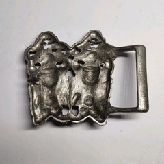 Vintage Synek Laughing Gargoyle Pewter Buckle Rare Gothic Satyrs 1970