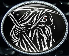 Grim Reaper Gothic Death Skeleton Handmade Oval Belt Buckle – 427