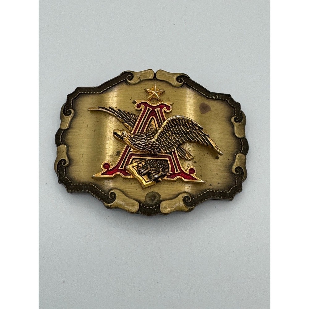 Vintage Anheuser-Busch Budweiser Eagle A Belt Buckle Brass Tone Western Mens
