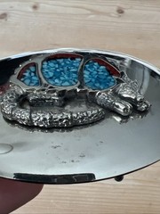 Vintage Armadillo WESTERN Handcrafted belt buckle Inlay Stones TURQUOISE Red