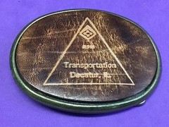 Decatur Illinois IL Leather Transportation Award Belt Buckle by El Cid