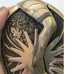 The Gal Leg Spinning Spur Belt Buckle Western Brass Silver Award Design Medals