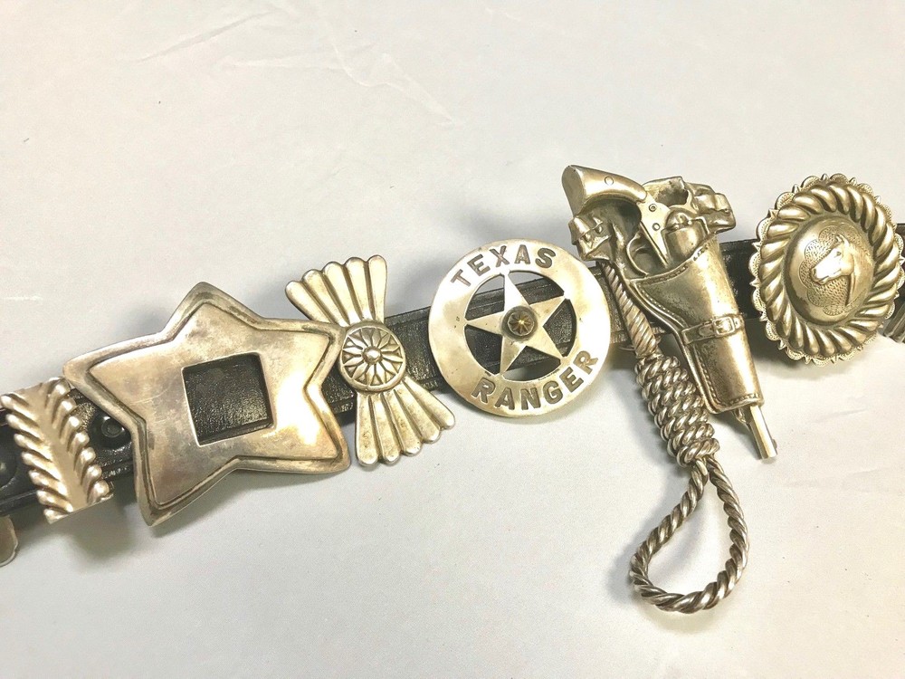 Arnold Goldstein Sterling Silver Concho Black Belt