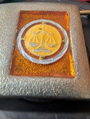 Vintage Lee NY Belt Buckle Scales of Justice Ensignia