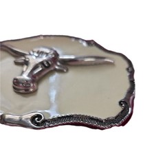 Silver Metal Belt Buckle Texas Long Horn Cow White Rodeo Cowboy Bull Men&rsquo;s/Woman