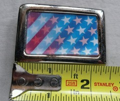 RED WHITE & BLUE STARS & STRIPES HOLOGRAPHIC AMERICAN FLAG PATRIOTIC BELT BUCKLE