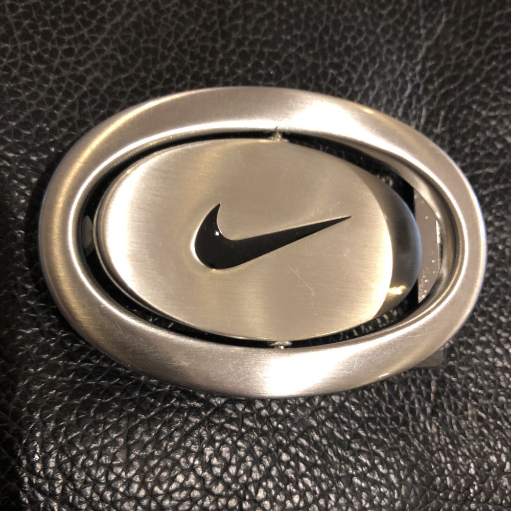 Nike Spellout Swoosh Silver Black Pink Belt Buckle