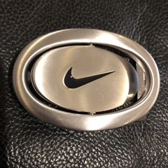 Nike Spellout Swoosh Silver Black Pink Belt Buckle