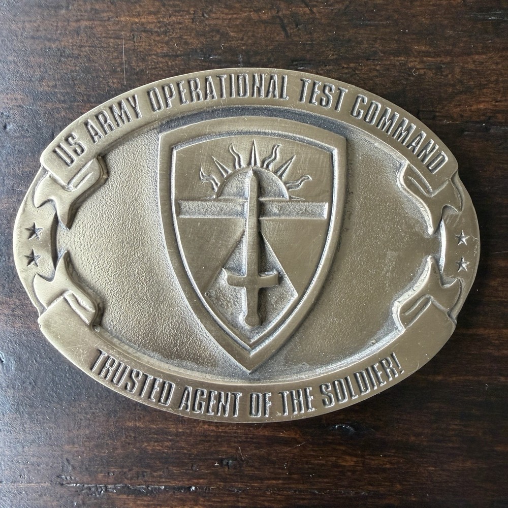 US Army Operational Test Command Belt Buckle Brass OTC ATEC Insignia Wilensky