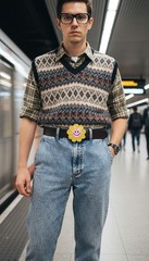 Unisex Belt Buckle Teen Women Fashion Yellow Flower Emoji Cartoon Kid Disco Ball