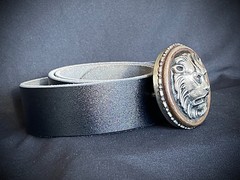 Darren McNeese Lion Belt Buckle 2.5” Round Patina Archive 07–09