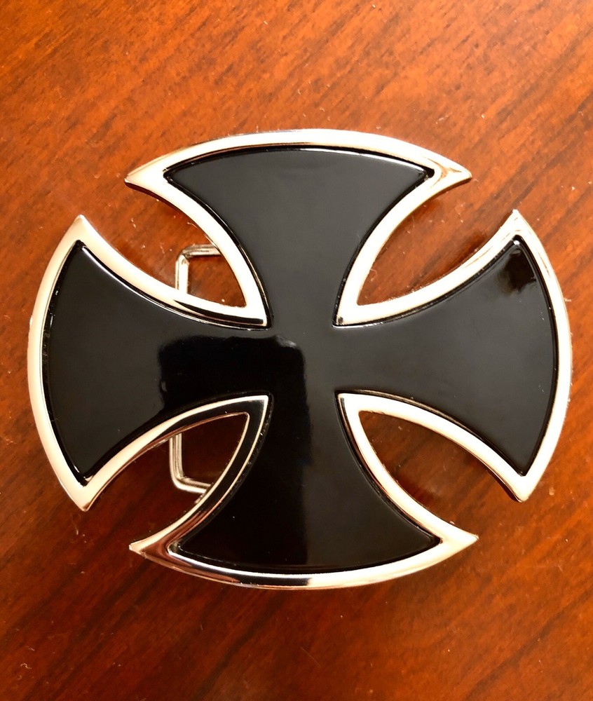 Black Celtic Maltese Iron Cross Simple Crusader Metal Unisex Men’s Belt Buckle