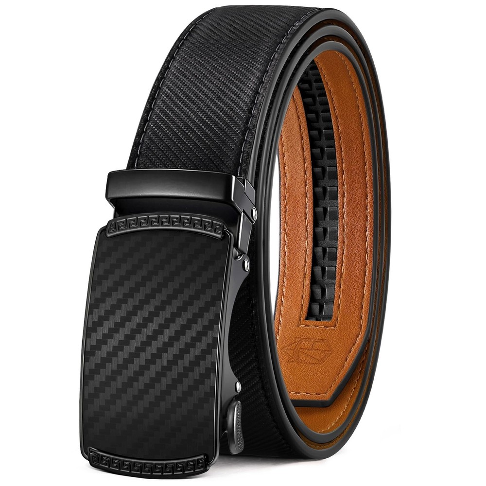 Zitahli Belt Men, Ratchet Dress with 30&Prime; to 36&Prime; Waist Adjustable, Black