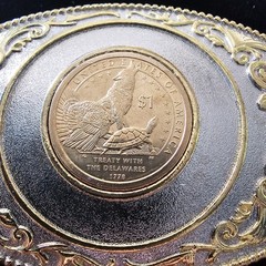 Belt Buckle With 1$ Coin (Treaty With The Delawares)
