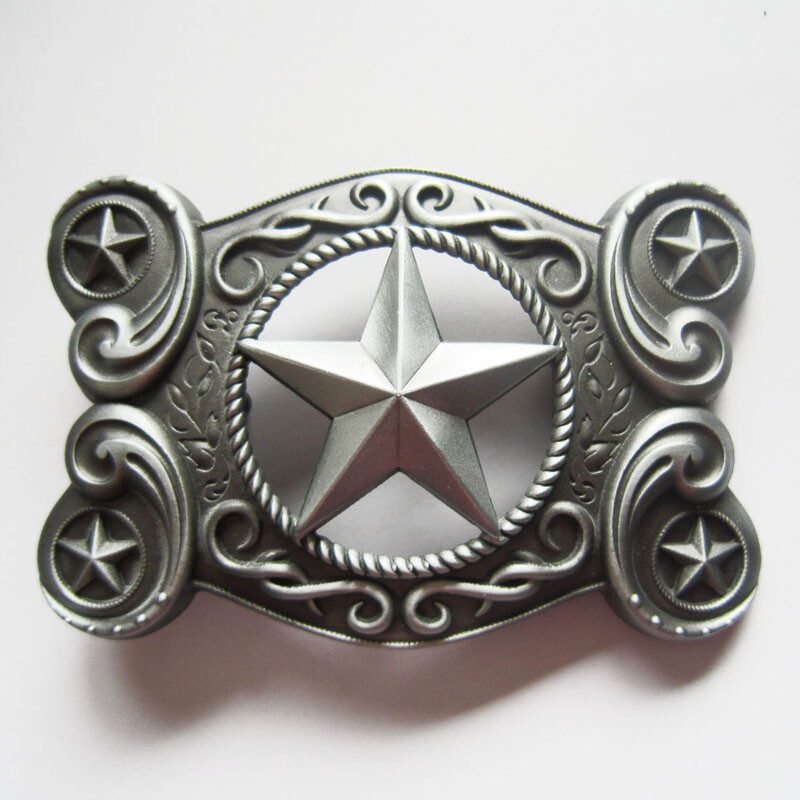 Silver Star Cowboy Western Metal Belt Buckle