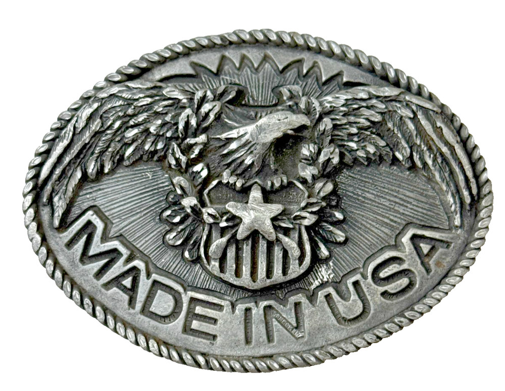 Vintage 1995 EGE Soaring Bald Eagle Silver Belt Buckle Made in USA Rockabilly 3D