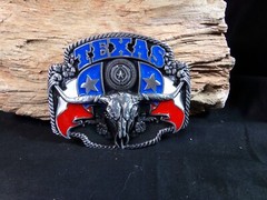 NEW Texas Western Belt Buckle, State Seal, 2 Lone Star Flags, & Long Horn Steer