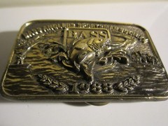 1988 BASS ANGLER&rsquo;S SPORTSMAN SOCIETY BELT BUCKLE HEAVY SOLID BRASS – GW-16
