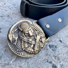 Mens Belt Buckle »ALIEN vs. PREDATOR » Solid Handmade Brass Buckle Vintage Viking