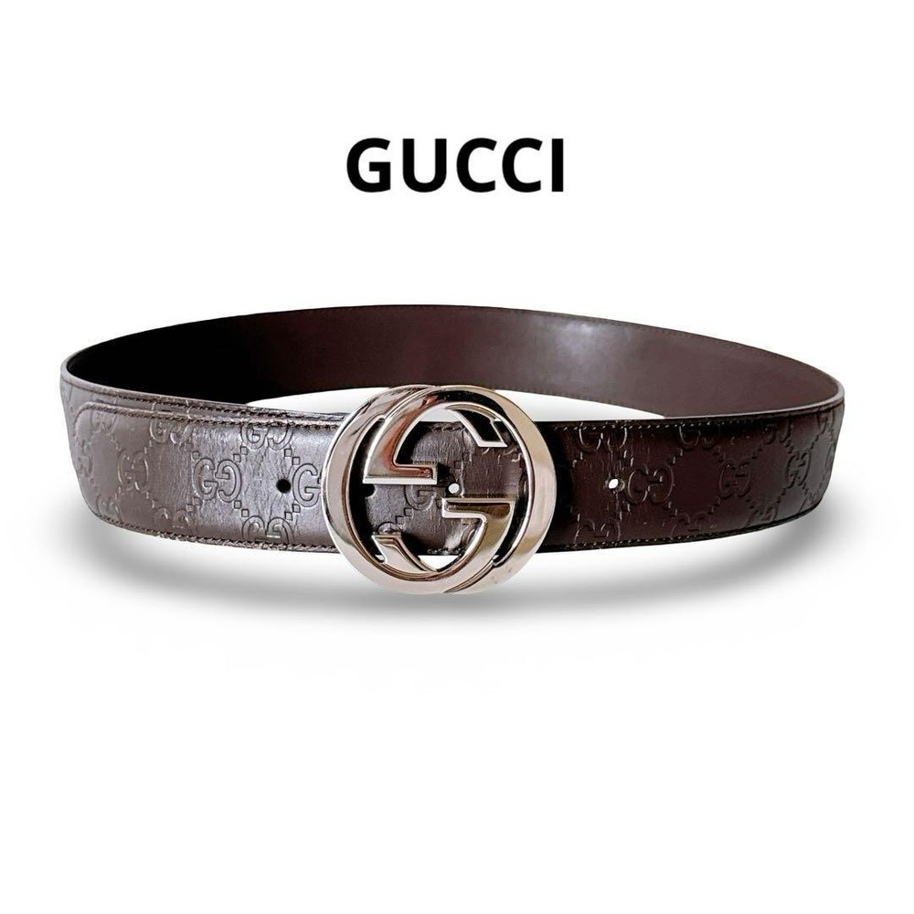 GUCCI Pre-Owned 411924 sima Interlocking Leather Belt