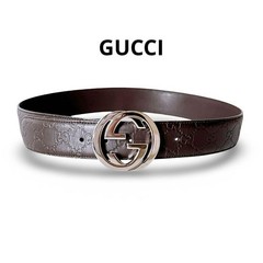 GUCCI Pre-Owned 411924 sima Interlocking Leather Belt